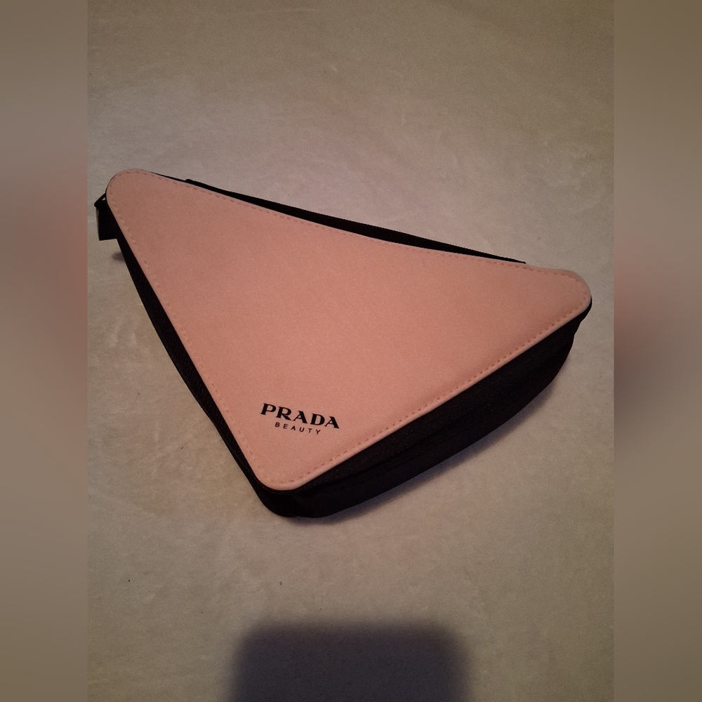 Prada Beauty triangle pink & black cosmetic bag